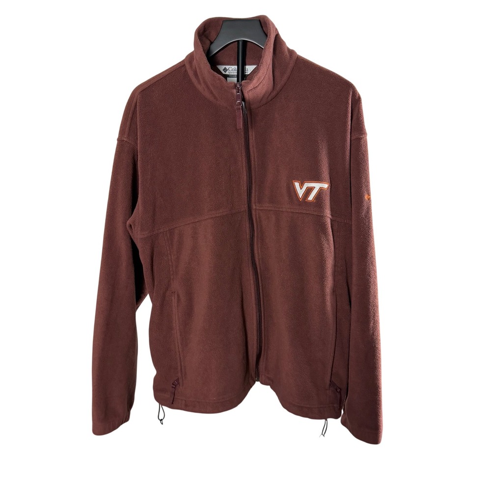 Columbia Mens‎ Virginia Tech Hokies Full Zip Fleece Jacket Maroon XL VT Logo